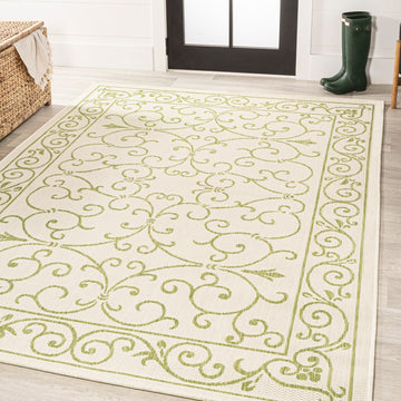 Charleston Vintage Filigree Textured Weave Indoor/outdoor Area Rug